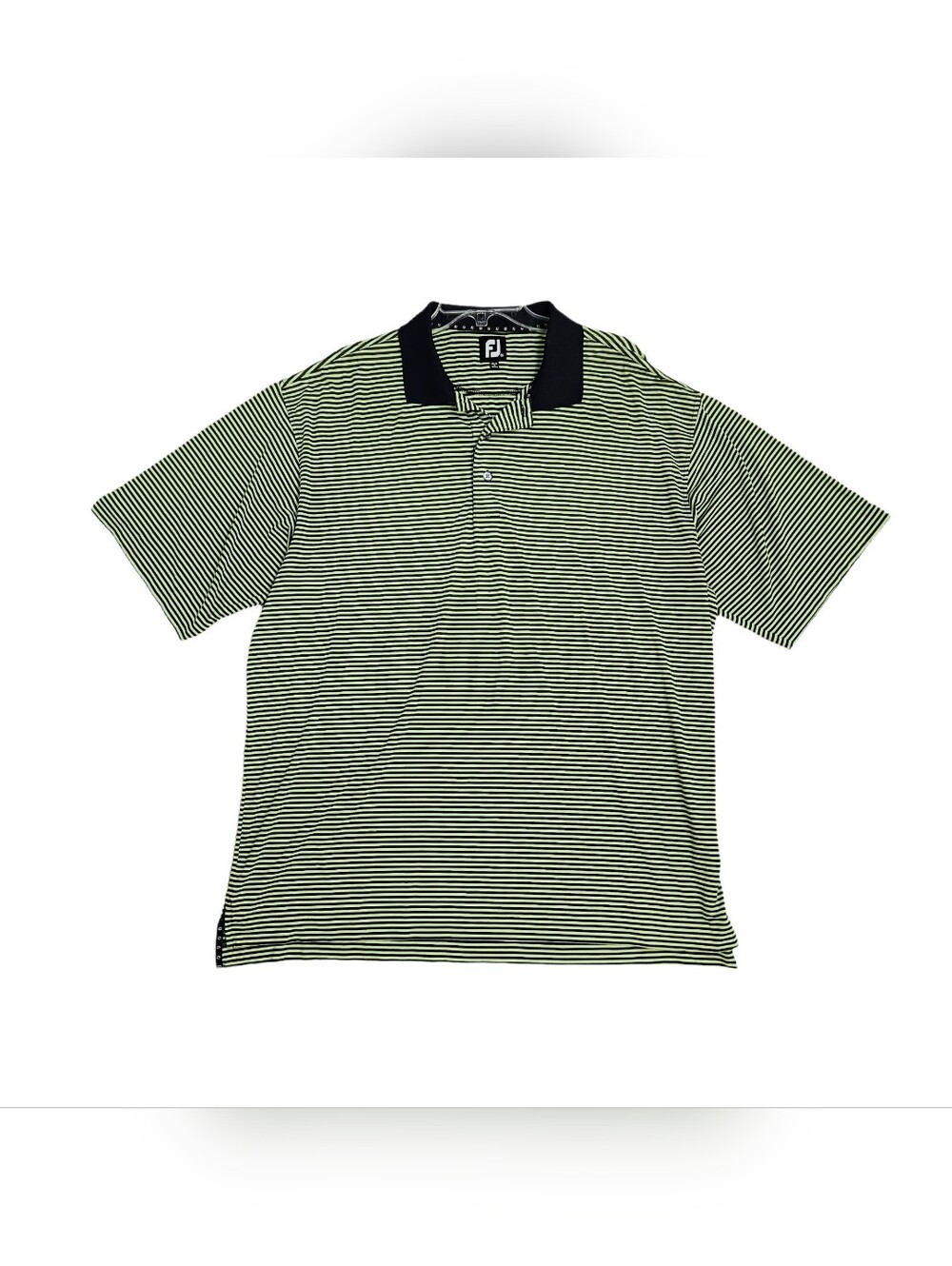 FootJoy Polo Shirt Mens 2XL Green Striped Golf Performance Athletic FJ XXL
